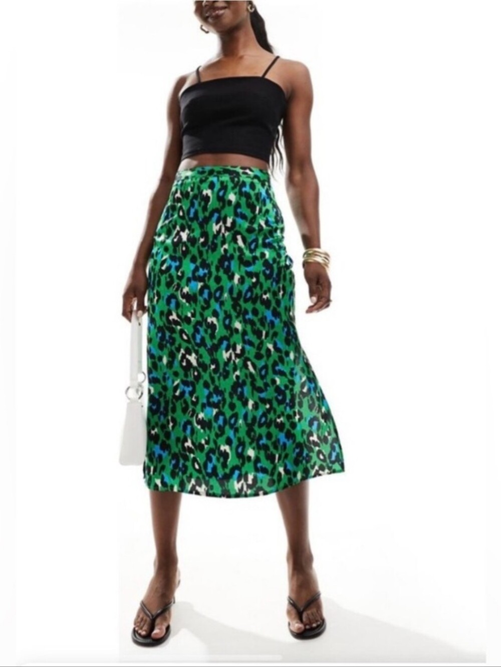 ANTHROPOLOGIE VANESSA VIRGINIA GREEN LEOPARD PRINT 100% SILK MIDI SKIRT SZ XS